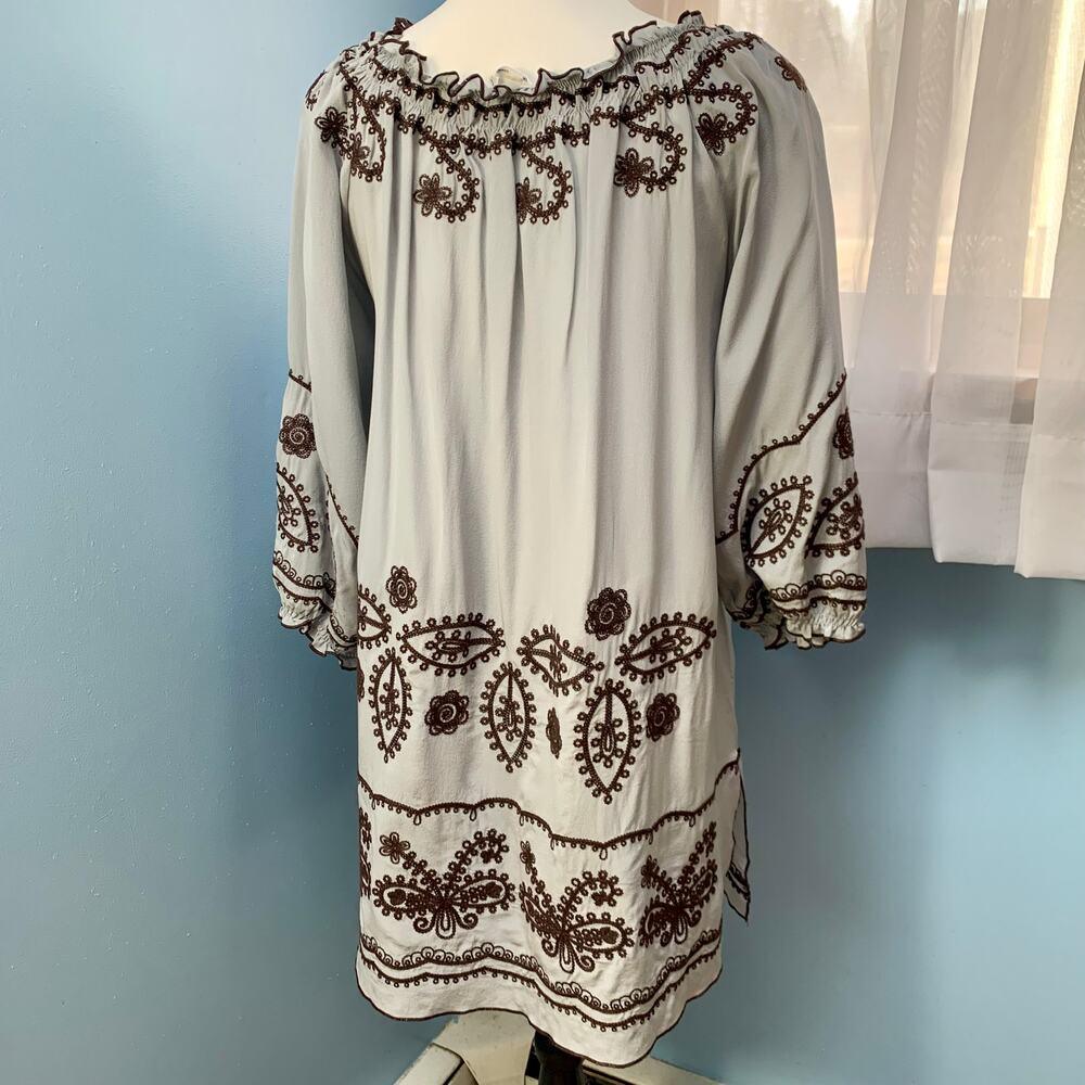 Anthropologie Blue Tassel Embroidered Silk Dress Size XS - Picture 4 of 7